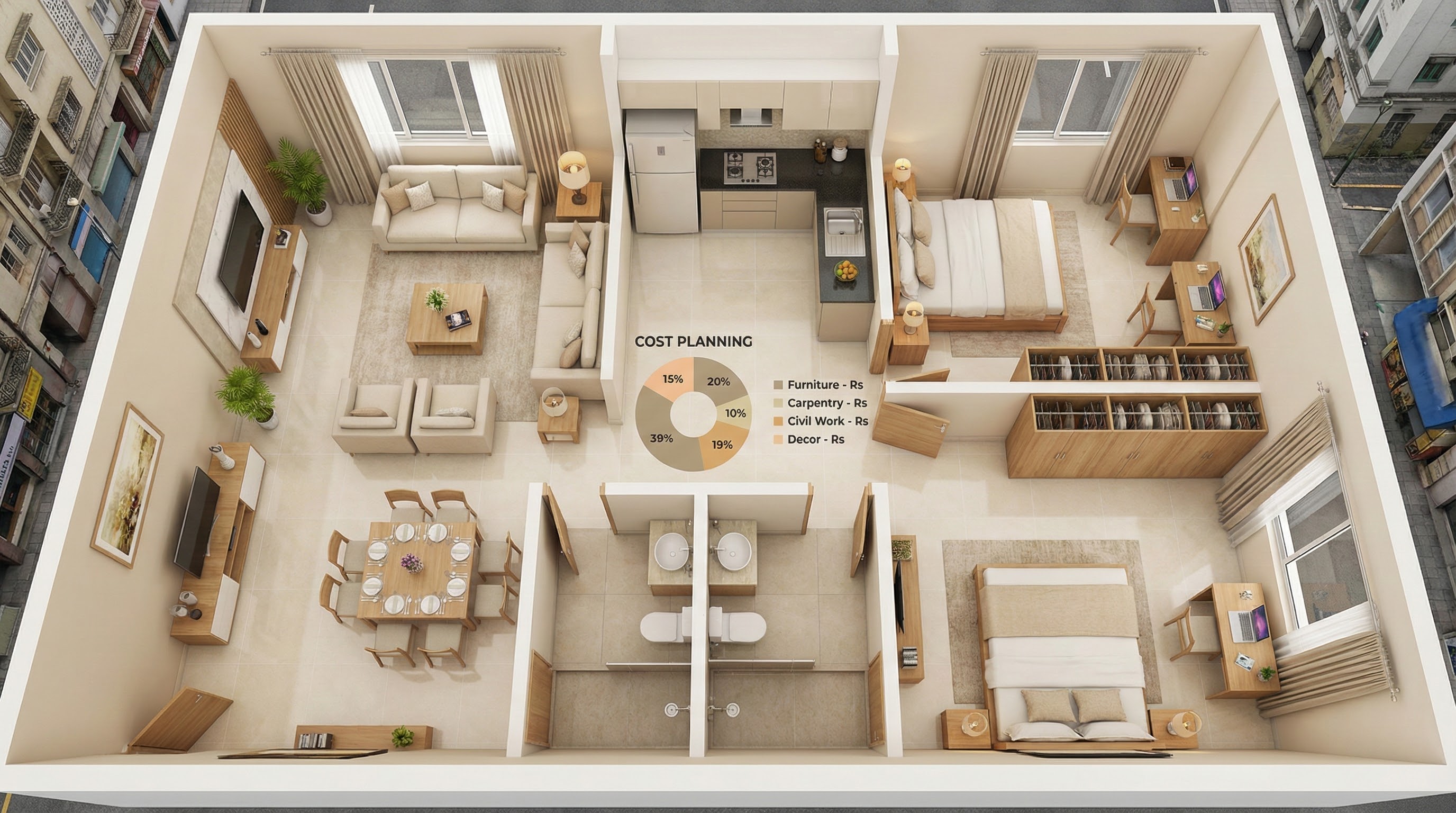 2 BHK interior design budget planning in Kolkata